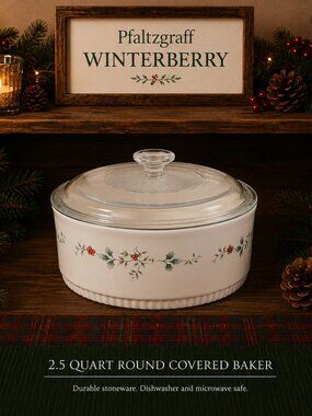Pfaltzgraff Winterberry 2.5 Quart Round Covered Baker Casserole Dish with Lid
